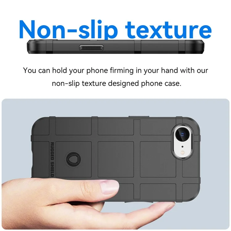 Étui pour iPhone SE (2024) Texture à grille carrée anti-chute TPU Housse de téléphone - Noir