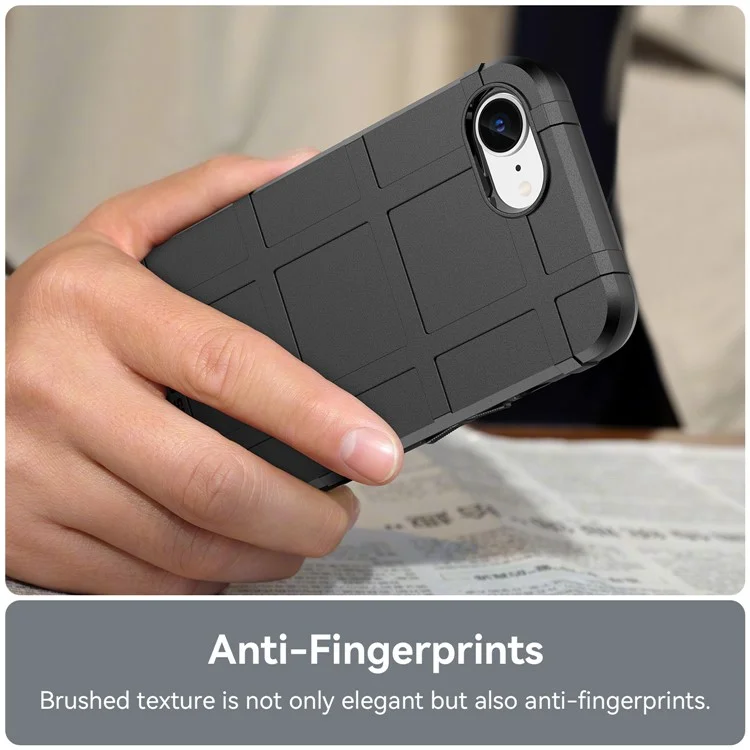 Étui pour iPhone SE (2024) Texture à grille carrée anti-chute TPU Housse de téléphone - Noir