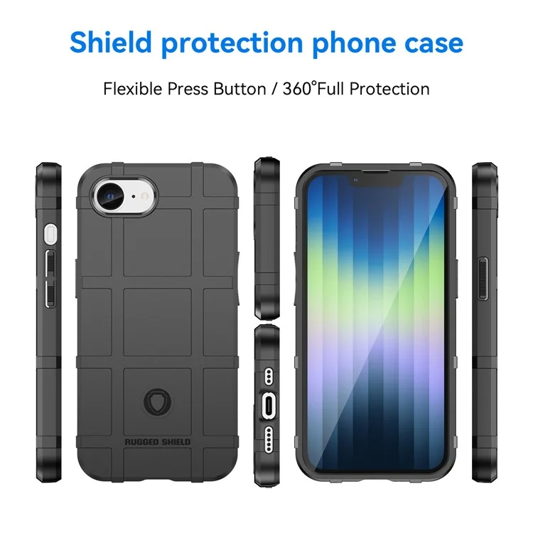 Étui pour iPhone SE (2024) Texture à grille carrée anti-chute TPU Housse de téléphone - Noir