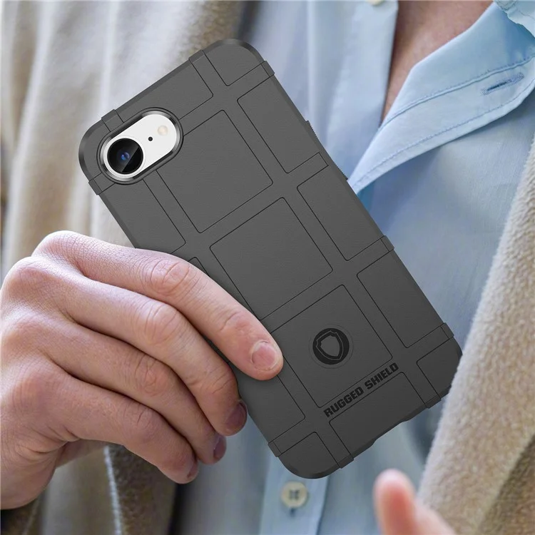 Étui pour iPhone SE (2024) Texture à grille carrée anti-chute TPU Housse de téléphone - Noir