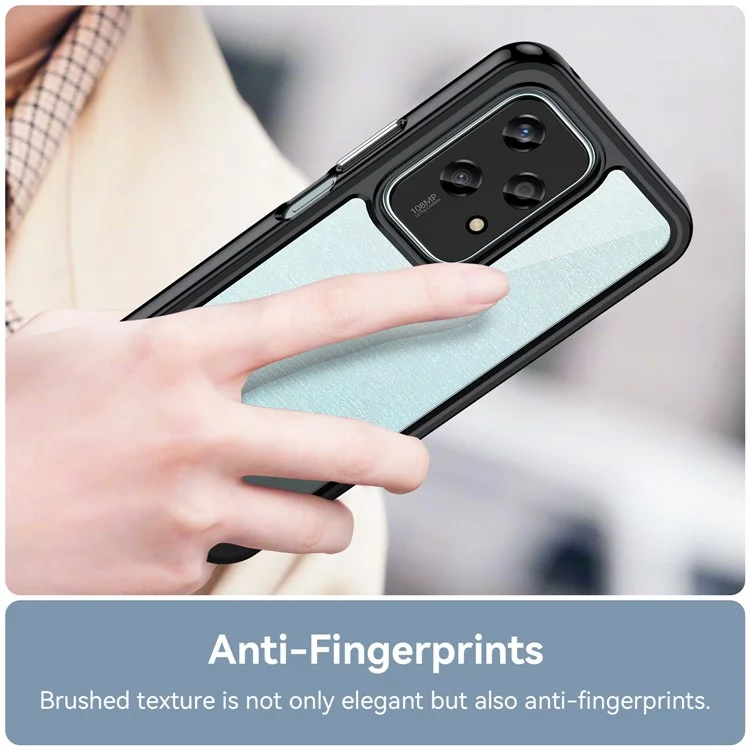 Funda ligera For Honor 200 con marco colorido de TPU + acrílico transparente - Negro
