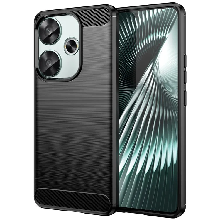 Для Xiaomi Poco F6 5G / Redmi Turbo 3 5G Чехол с текстурой углеродного волокна из ТПУ, тонкий чехол для телефона - черный