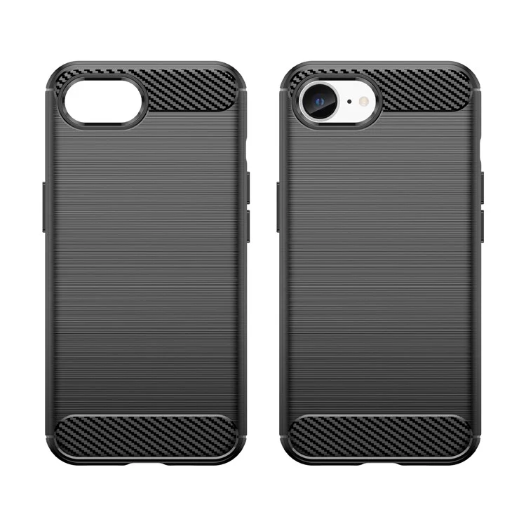 Etui pour iPhone SE (2024) Texture fibre de carbone Flexible TPU Brossé Housse de téléphone - Noir