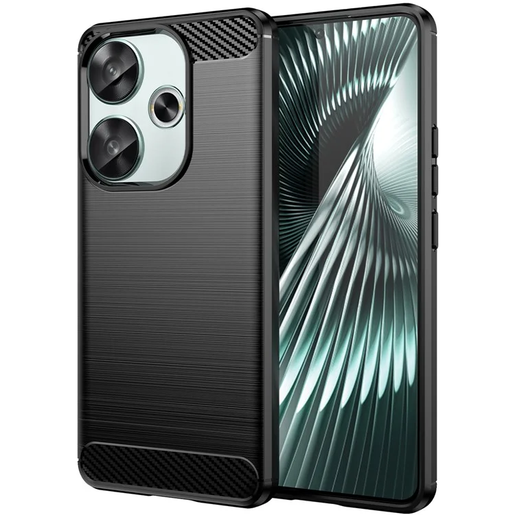 Per Xiaomi Redmi Turbo 3 5G / Poco F6 5G Case Carbon Fiber Texture Shockproof Brushed TPU Phone Cover - Black