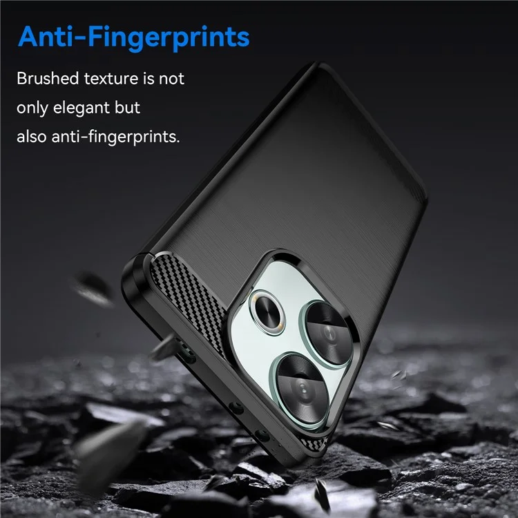 Per Xiaomi Redmi Turbo 3 5G / Poco F6 5G Case Carbon Fiber Texture Shockproof Brushed TPU Phone Cover - Black