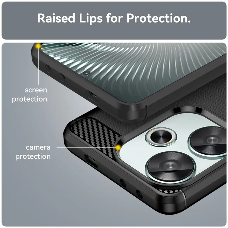 Per Xiaomi Redmi Turbo 3 5G / Poco F6 5G Case Carbon Fiber Texture Shockproof Brushed TPU Phone Cover - Black