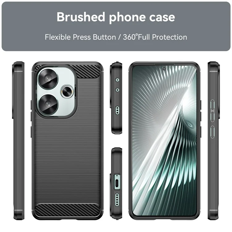 Per Xiaomi Redmi Turbo 3 5G / Poco F6 5G Case Carbon Fiber Texture Shockproof Brushed TPU Phone Cover - Black