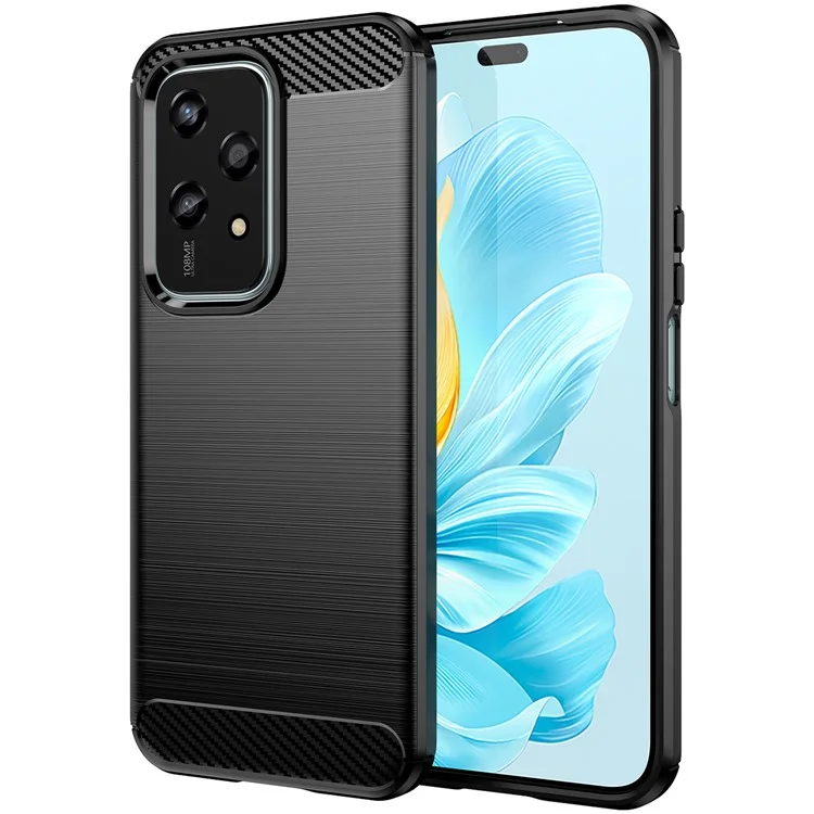 Para Honor 200 Lite Carbon Fiber Texture Soft TPU Protective Phone Cover - Preto