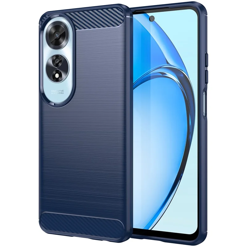غطاء واقي لهاتف Oppo A60 4G بتصميم ألياف كربونية هيكل من مادة TPU - أزرق