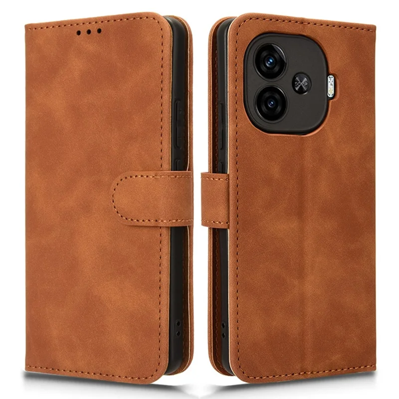 Para vivo iQOO Z9 Turbo 5G Capa Carteira de Couro Capa de Telefone Sensação de Textura - Marrom
