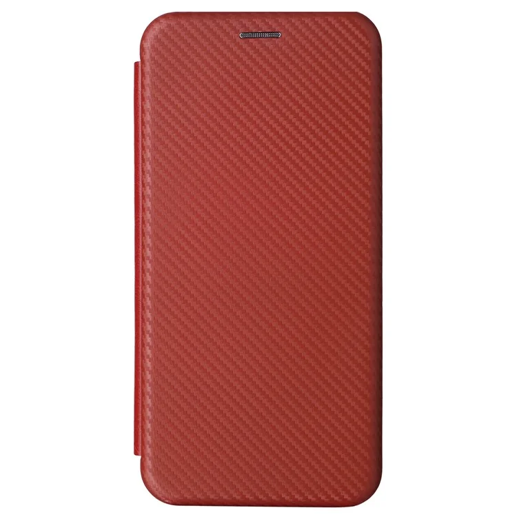 Custodia per telefono Oppo Reno11 F 5G, texture in fibra di carbonio, magnetica, in pelle, copertura protettiva completa - Marrone