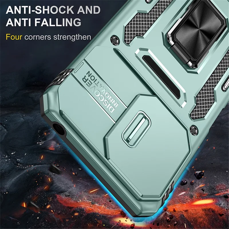 Armor Series For Xiaomi Redmi 13C 4G / 5G / 13R 5G / Poco M6 5G / Poco C65 4G Funda para Teléfono con Tapa Deslizante para la Cámara - Verde
