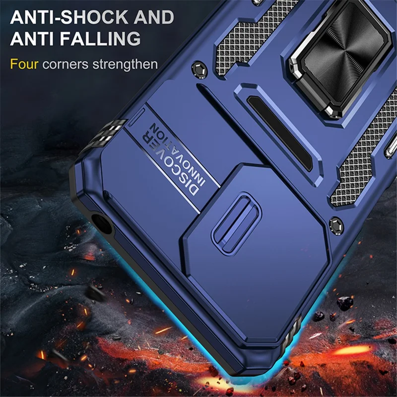 Armor Series For Xiaomi Redmi 13C 4G / 5G / 13R 5G / Poco M6 5G / Poco C65 4G Phone Case with Slide Camera Cover - Navy Blue