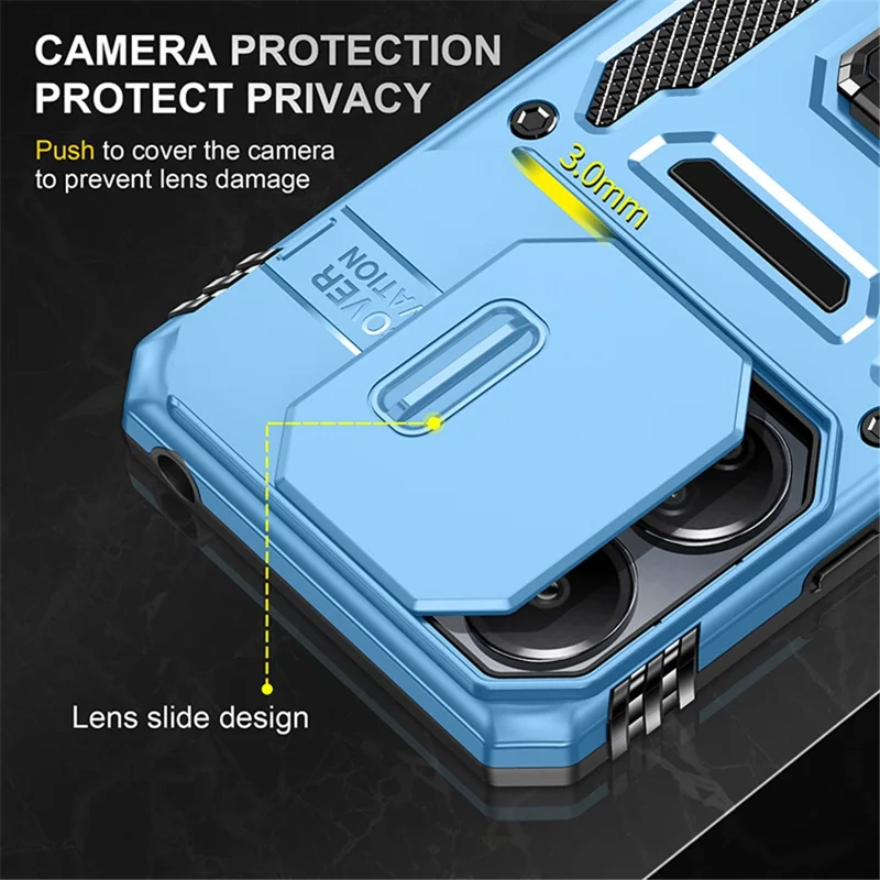 Serie Armor per Xiaomi Redmi 13C 4G / 5G / 13R 5G / Poco M6 5G / Poco C65 4G Custodia per telefono con copertura scorrevole per la fotocamera - Baby Blue