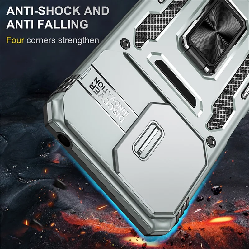 Armor Series For Xiaomi Redmi 13C 4G / 5G / 13R 5G / Poco M6 5G / Poco C65 4G Phone Case with Slide Camera Cover - Grey