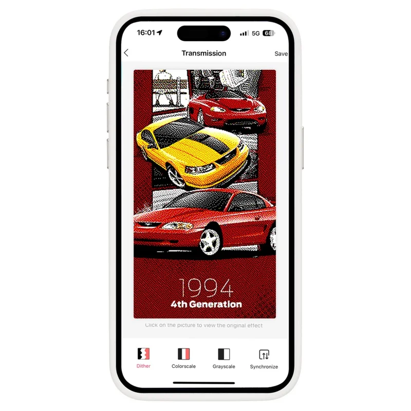 For iPhone 15 Pro Max Phone Case with E Ink Display 4-Color NFC DIY Phone Cover - White