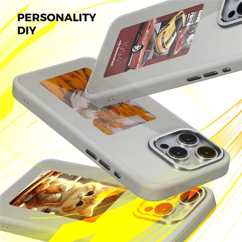 For iPhone 14 Pro E Ink Phone Case Black / White / Red / Yellow 4-Color Smart NFC Projection DIY Case - Grey
