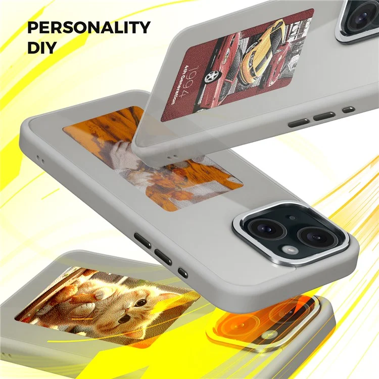 Funda de teléfono móvil de 4 colores E Ink para iPhone 15, funda inteligente NFC DIY Display Imaging, negro / blanco / rojo / amarillo - gris