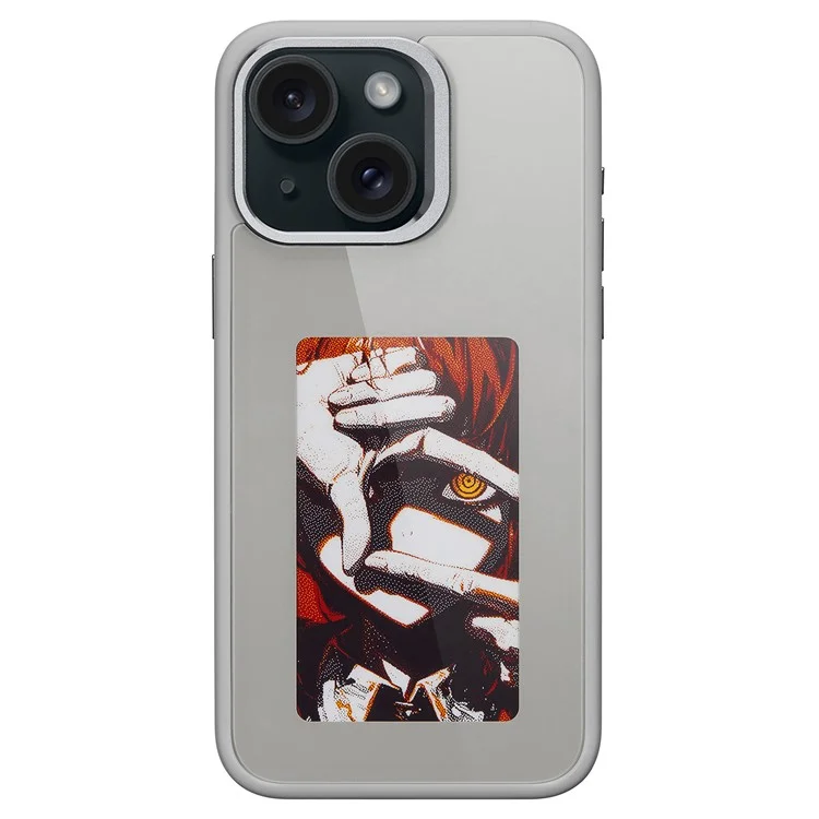 Funda de teléfono móvil de 4 colores E Ink para iPhone 15, funda inteligente NFC DIY Display Imaging, negro / blanco / rojo / amarillo - gris