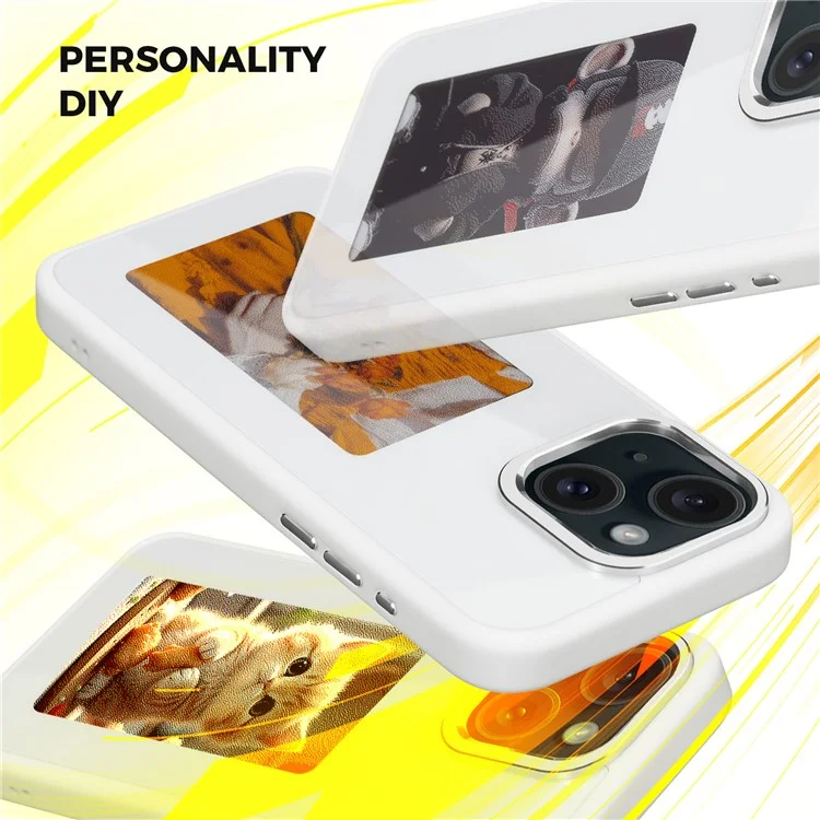 E Ink Phone Case for iPhone 13  / 14 Smart NFC Phone Case Photo, Black / White / Red / Yellow 4-Color - White