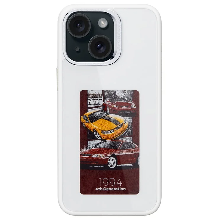 E Ink Phone Case for iPhone 13  / 14 Smart NFC Phone Case Photo, Black / White / Red / Yellow 4-Color - White