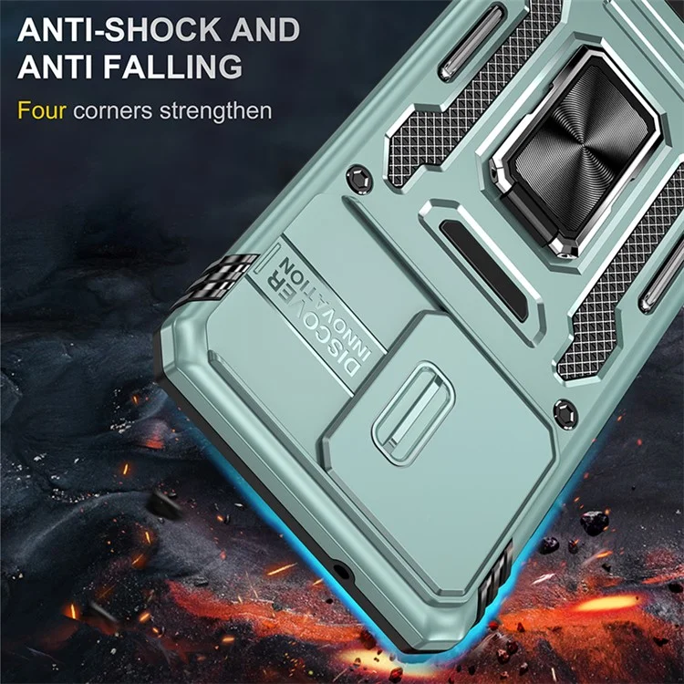Armor-Serie für Motorola Edge 40 Neo 5G-Hülle PC+TPU-Handyhülle mit Ständer/Objektivabdeckung - Grün