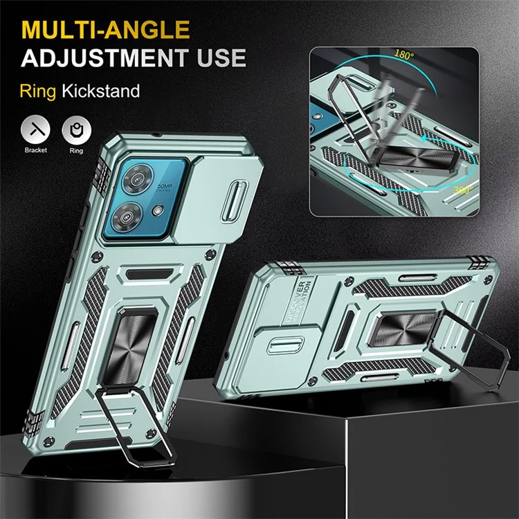 Armor-Serie für Motorola Edge 40 Neo 5G-Hülle PC+TPU-Handyhülle mit Ständer/Objektivabdeckung - Grün