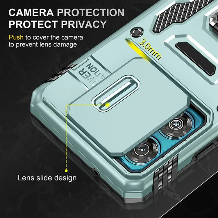 Armor-Serie für Motorola Edge 40 Neo 5G-Hülle PC+TPU-Handyhülle mit Ständer/Objektivabdeckung - Grün