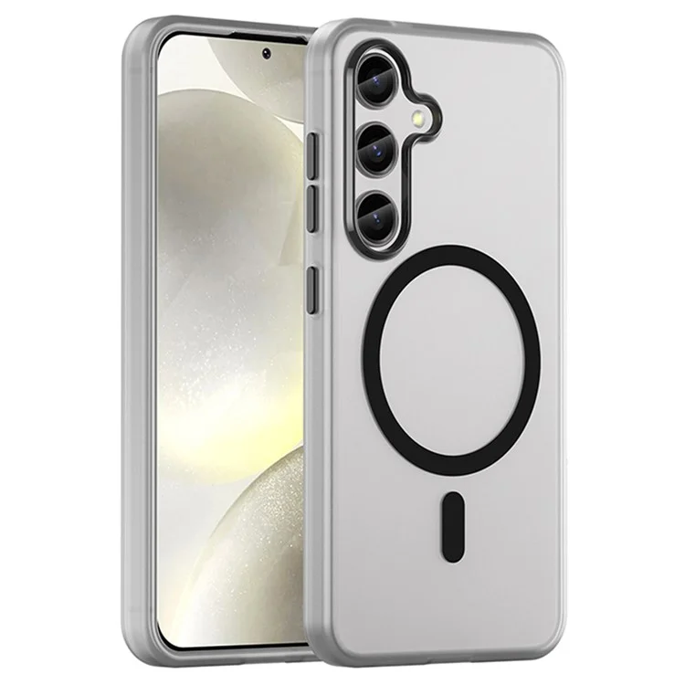 Pour Samsung Galaxy S25 / S24 Étui magnétique en TPU + PC Anti-Trace de Doigts Coque de Téléphone - Noir