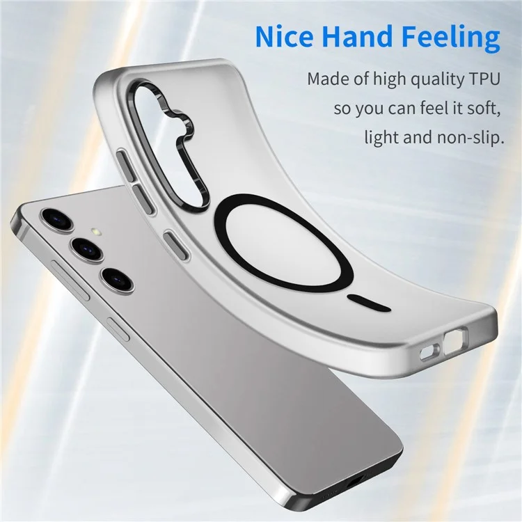 Pour Samsung Galaxy S25 / S24 Étui magnétique en TPU + PC Anti-Trace de Doigts Coque de Téléphone - Noir