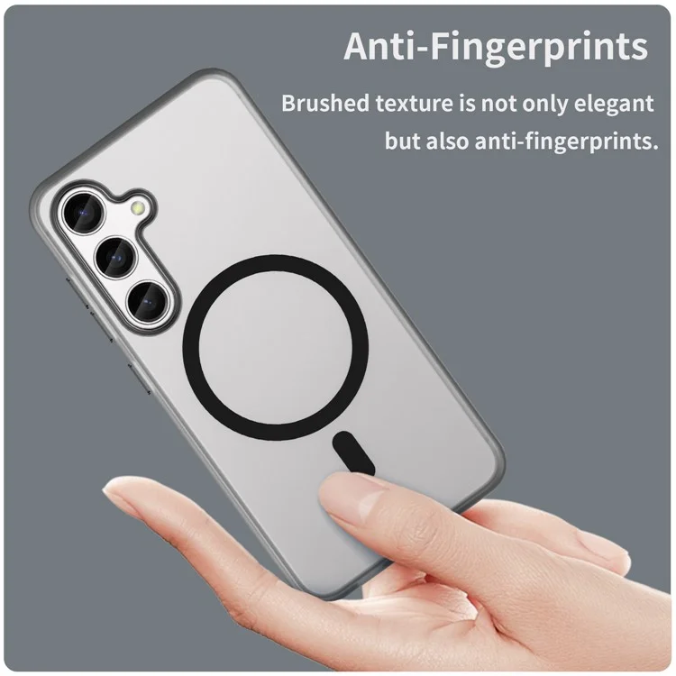 Pour Samsung Galaxy S25 / S24 Étui magnétique en TPU + PC Anti-Trace de Doigts Coque de Téléphone - Noir