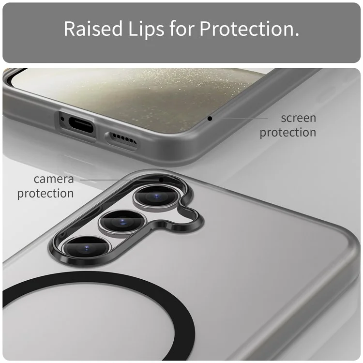 Pour Samsung Galaxy S25 / S24 Étui magnétique en TPU + PC Anti-Trace de Doigts Coque de Téléphone - Noir