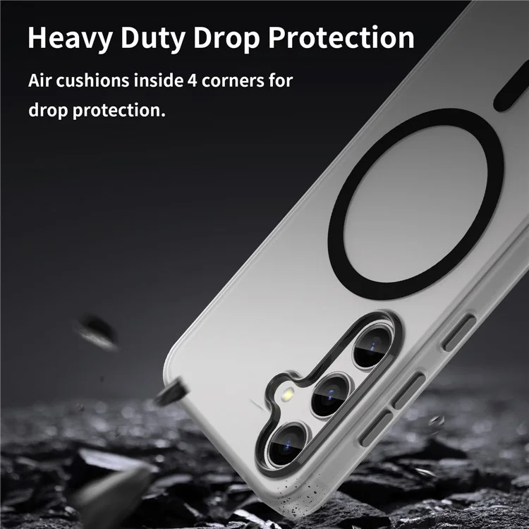 Pour Samsung Galaxy S25 / S24 Étui magnétique en TPU + PC Anti-Trace de Doigts Coque de Téléphone - Noir