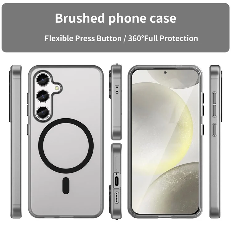 Pour Samsung Galaxy S25 / S24 Étui magnétique en TPU + PC Anti-Trace de Doigts Coque de Téléphone - Noir
