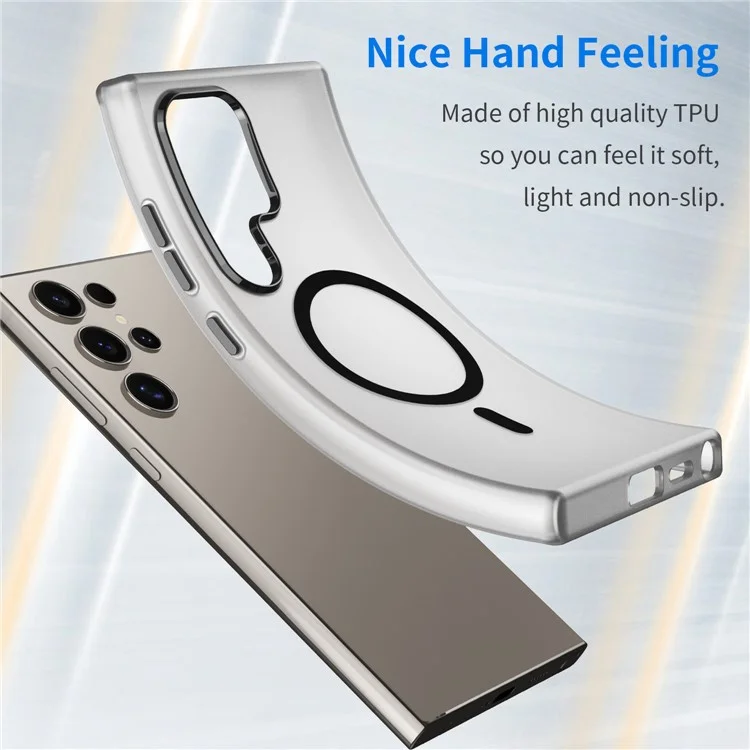 Für Samsung Galaxy S24 Ultra Magnetische Hülle TPU + PC Slim Matt Transluzent Handyhülle - Schwarz