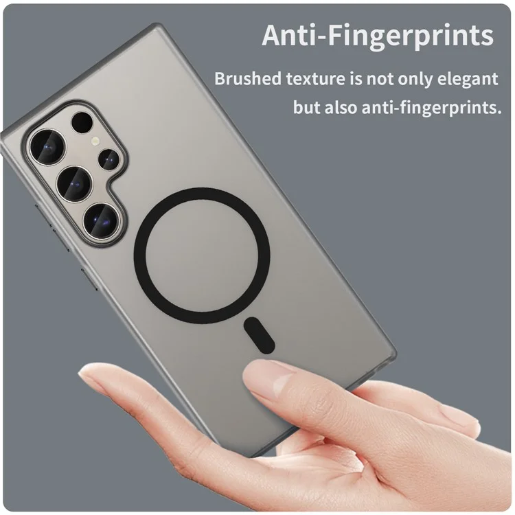 Für Samsung Galaxy S24 Ultra Magnetische Hülle TPU + PC Slim Matt Transluzent Handyhülle - Schwarz