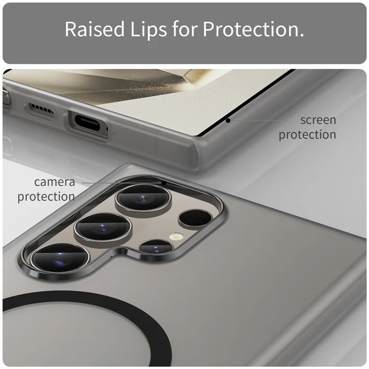Für Samsung Galaxy S24 Ultra Magnetische Hülle TPU + PC Slim Matt Transluzent Handyhülle - Schwarz