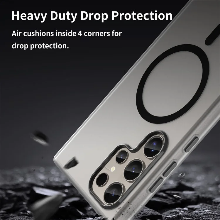 Für Samsung Galaxy S24 Ultra Magnetische Hülle TPU + PC Slim Matt Transluzent Handyhülle - Schwarz