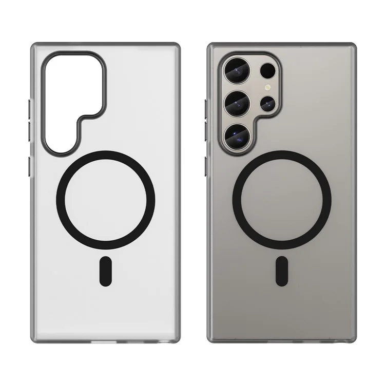 Für Samsung Galaxy S24 Ultra Magnetische Hülle TPU + PC Slim Matt Transluzent Handyhülle - Schwarz