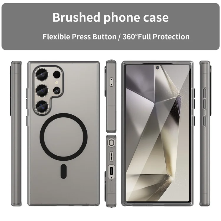 Für Samsung Galaxy S24 Ultra Magnetische Hülle TPU + PC Slim Matt Transluzent Handyhülle - Schwarz
