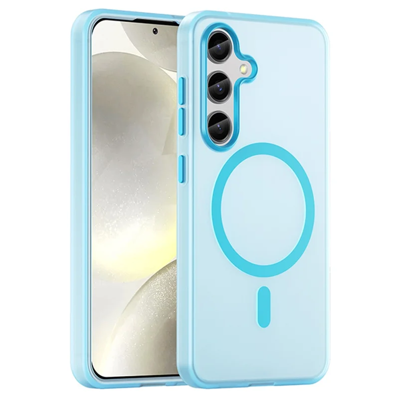 For Samsung Galaxy S25+ / S24+ Magnetic Case TPU + PC Translucent Frost Back Phone Cover - Blue