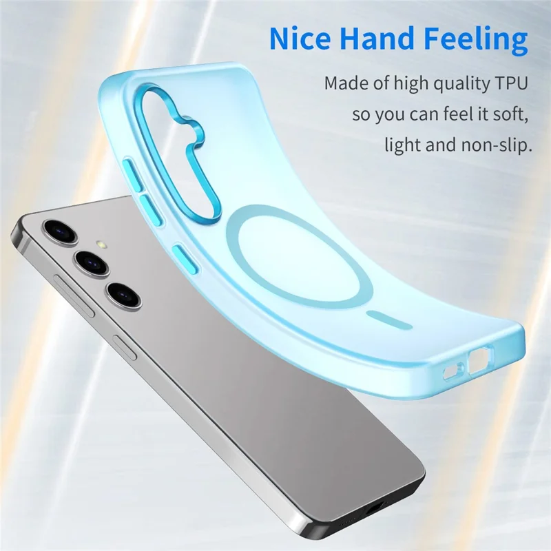 For Samsung Galaxy S25+ / S24+ Magnetic Case TPU + PC Translucent Frost Back Phone Cover - Blue
