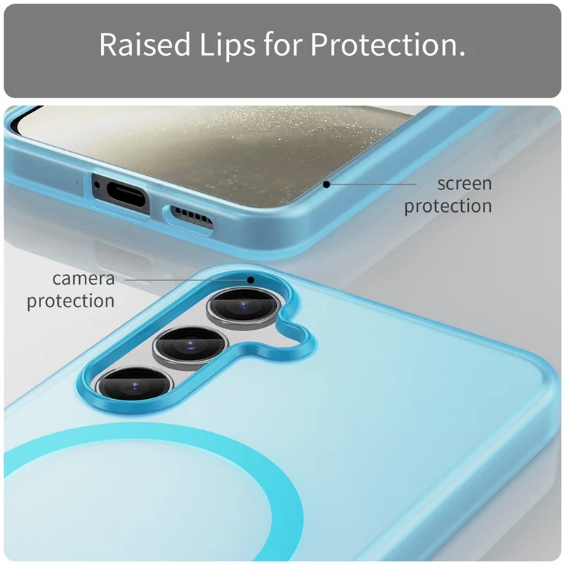 For Samsung Galaxy S25+ / S24+ Magnetic Case TPU + PC Translucent Frost Back Phone Cover - Blue