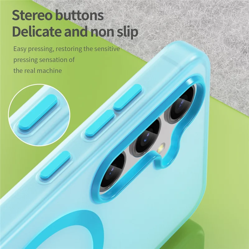 For Samsung Galaxy S25+ / S24+ Magnetic Case TPU + PC Translucent Frost Back Phone Cover - Blue