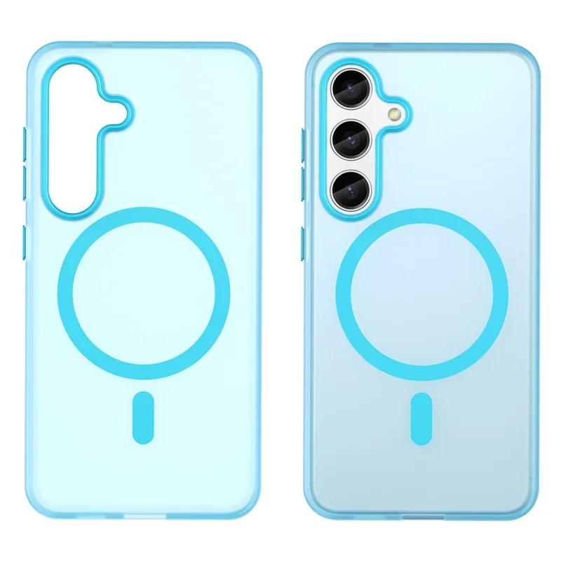 For Samsung Galaxy S25+ / S24+ Magnetic Case TPU + PC Translucent Frost Back Phone Cover - Blue