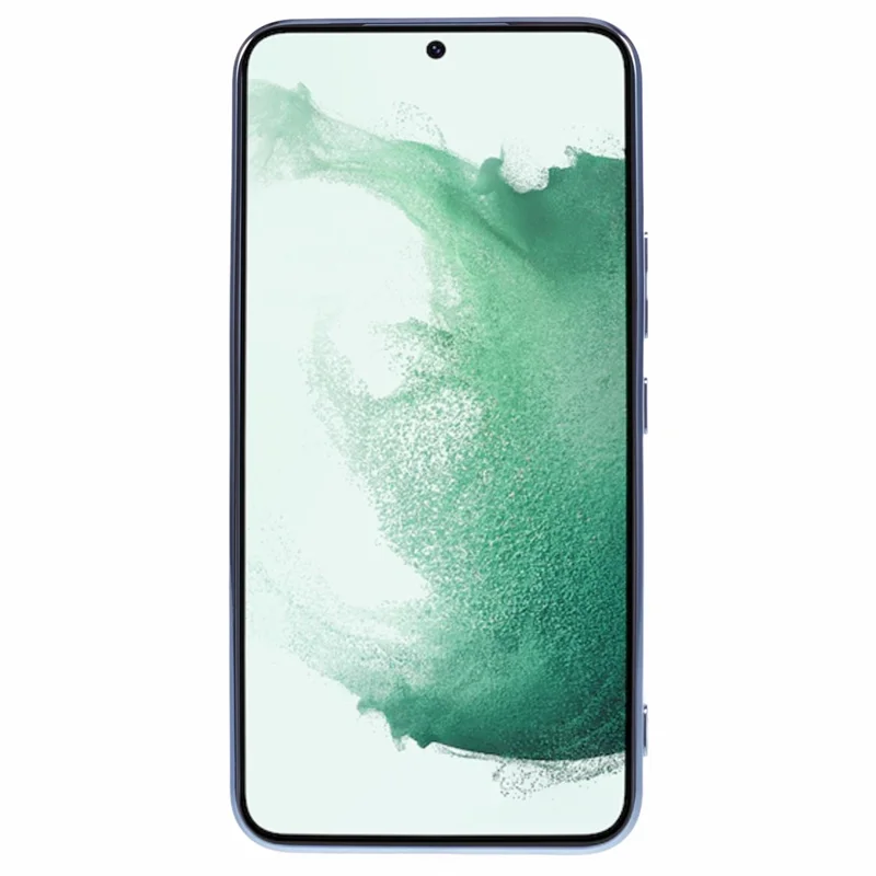 For Samsung Galaxy S22 5G Shockproof Case Electroplating TPU Phone Cover with Strap - Blue