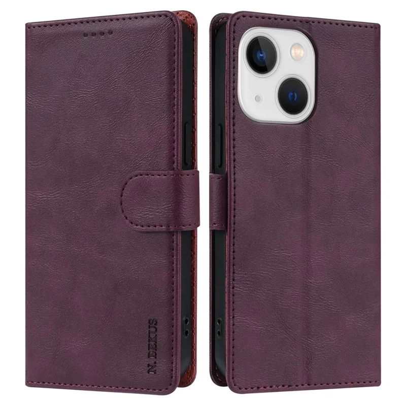 N.BEKUS CSJ-001 For iPhone 15 Case Solid Color Leather Phone Cover with 3 Card Holder - Wine Red