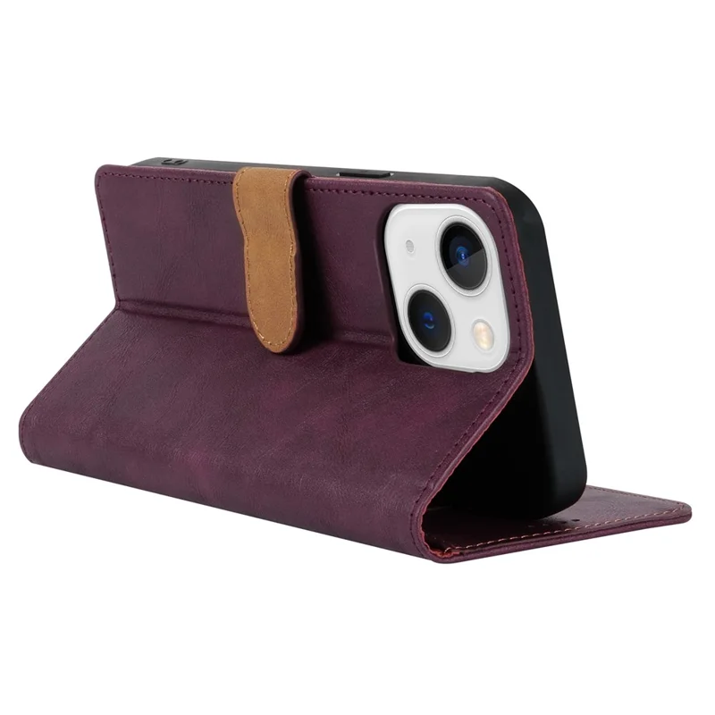 N.BEKUS CSJ-001 For iPhone 15 Case Solid Color Leather Phone Cover with 3 Card Holder - Wine Red