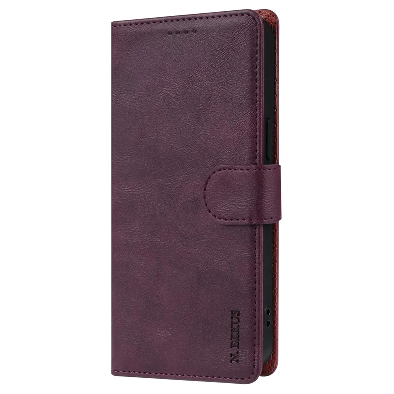 N.BEKUS CSJ-001 For iPhone 15 Case Solid Color Leather Phone Cover with 3 Card Holder - Wine Red