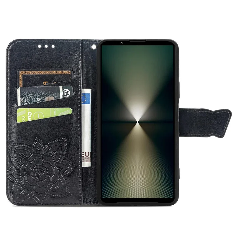 For Sony Xperia 1 VI Case Butterfly Pattern PU Leather Flip Phone Cover - Black